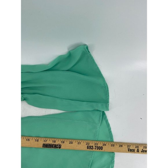 Entro  Women's Long Sleeve Mint Green Boho Crochet Back Shirt Top Blouse Medium - Picture 9 of 10